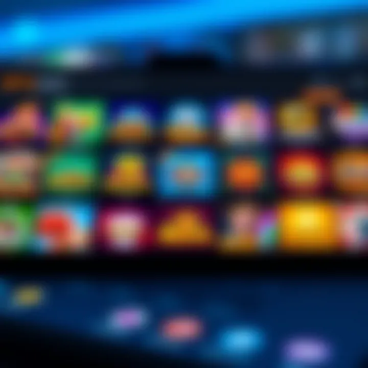 A variety of online casino games displayed on a digital device screen