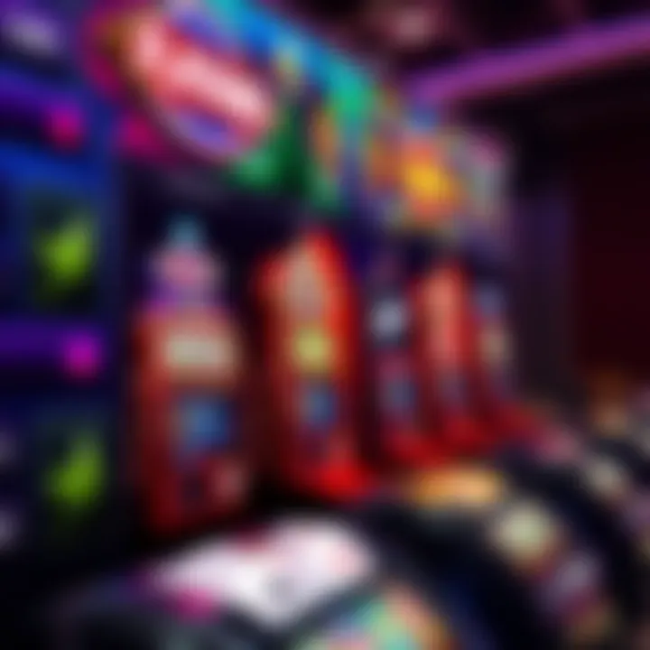 Colorful online casino game interface showcasing slot machines and card games
