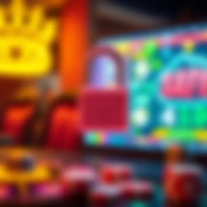 Ensuring Safe and Responsible Play with Playamo Promo Codes Secure online gaming environment with digital padlock and casino elements symbolizing safe play