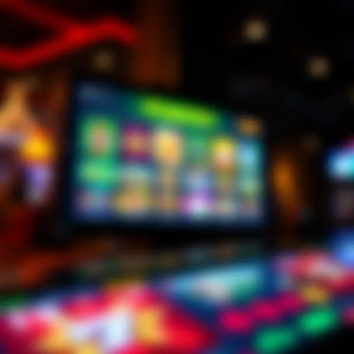 A colorful display of digital casino bonuses and discount vouchers on a glowing screen