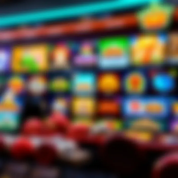 Variety of colorful online casino game icons including slots and card games