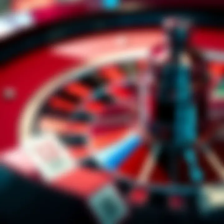 Close-up of a digital roulette wheel highlighting red and black numbered pockets