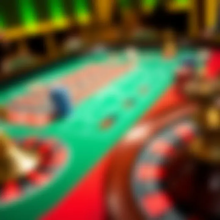 Bright and colorful roulette table layout with chips and betting options