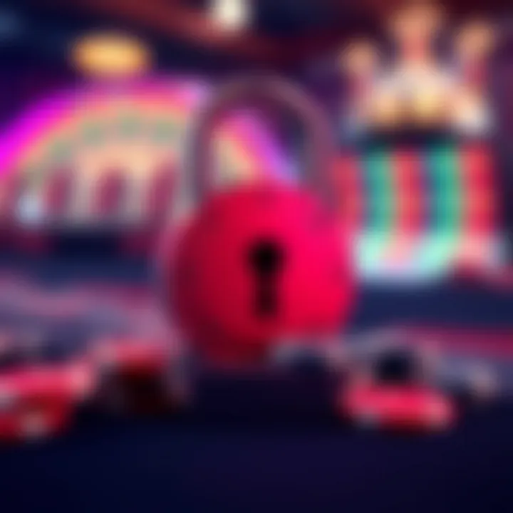 Safe online gambling concept with secure lock and casino chips
