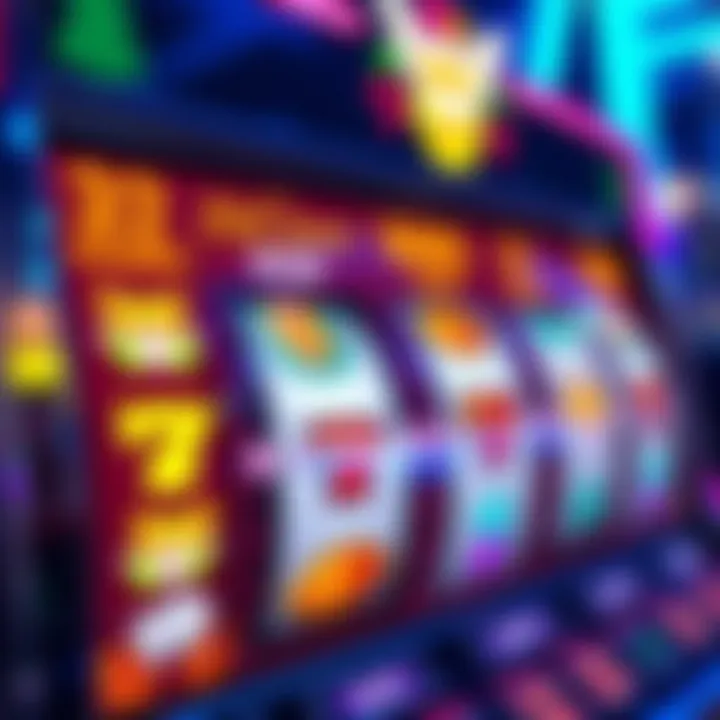 Colorful slot machine reels highlighting bonus features and rewards