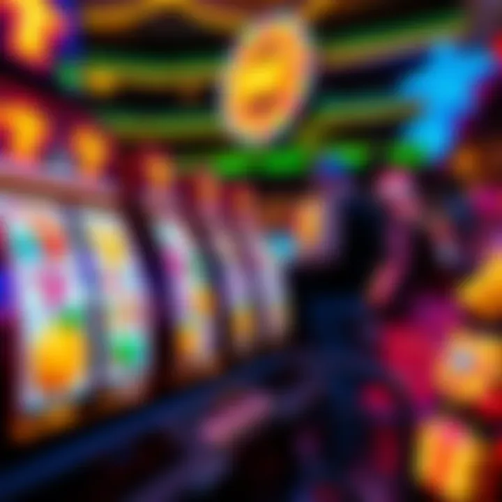 Colorful online pokies game interface with spinning reels and various symbols