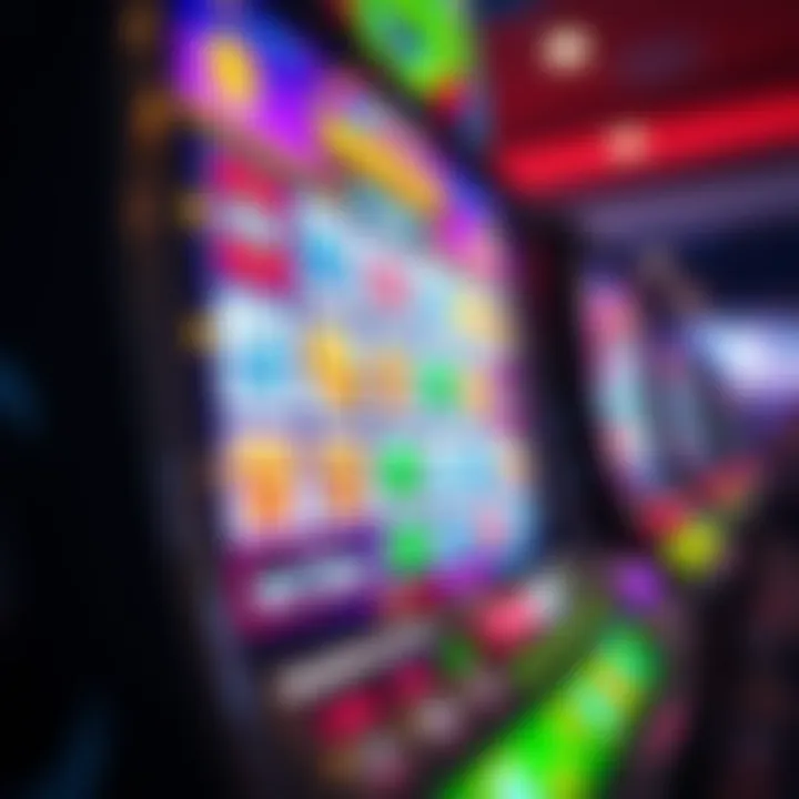 Colorful online slot machine displaying various symbols and paylines on a screen