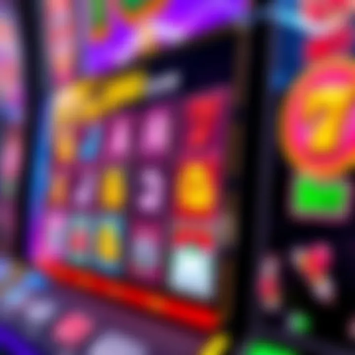 Colourful slot machine reels with various symbols spinning on a digital casino interface