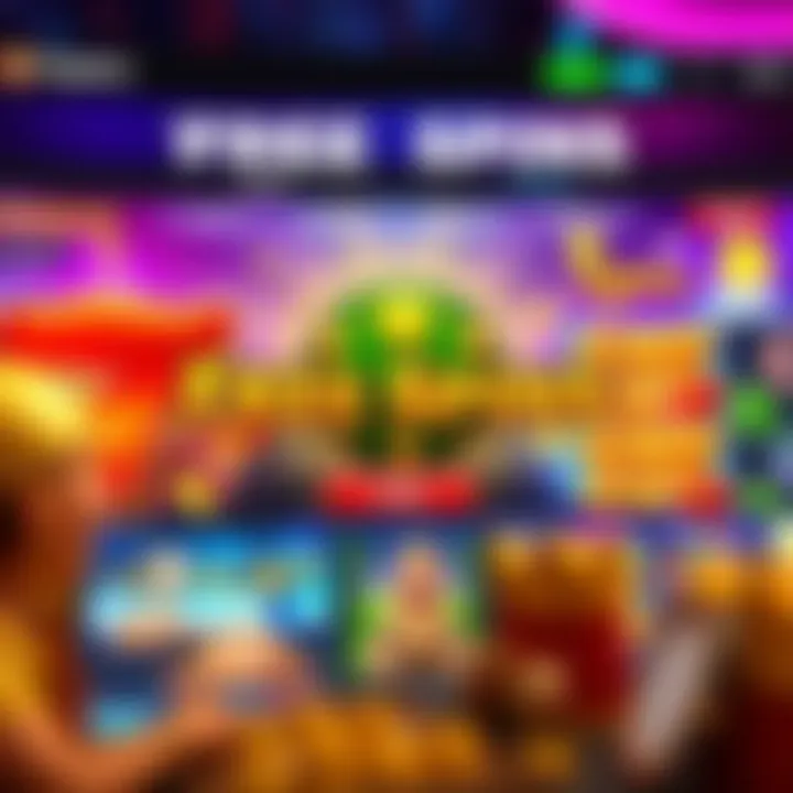 Illustration of a vibrant online casino interface showcasing slot games with bright colors and enticing gameplay features