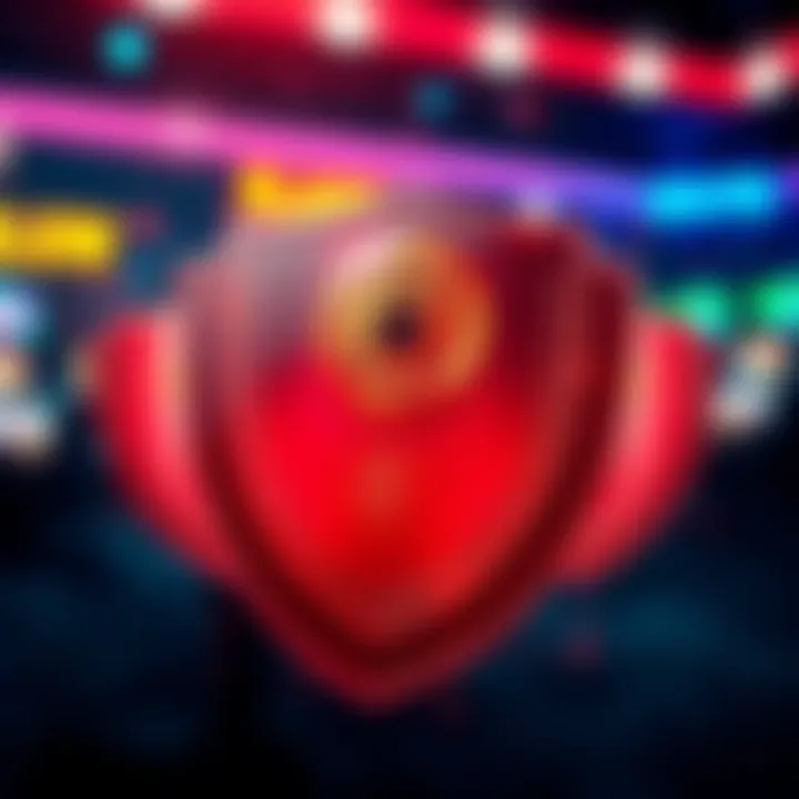Enhancing Online Security While Using Casino Platforms Graphic depicting a secure online casino environment with protective shields and a lock symbol