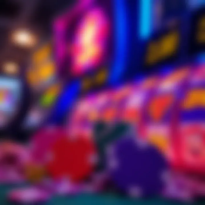 Colorful casino chips and glowing slot machine reels symbolizing Playamo bonus options