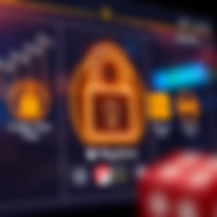 Secure online casino interface with digital lock and payment icons