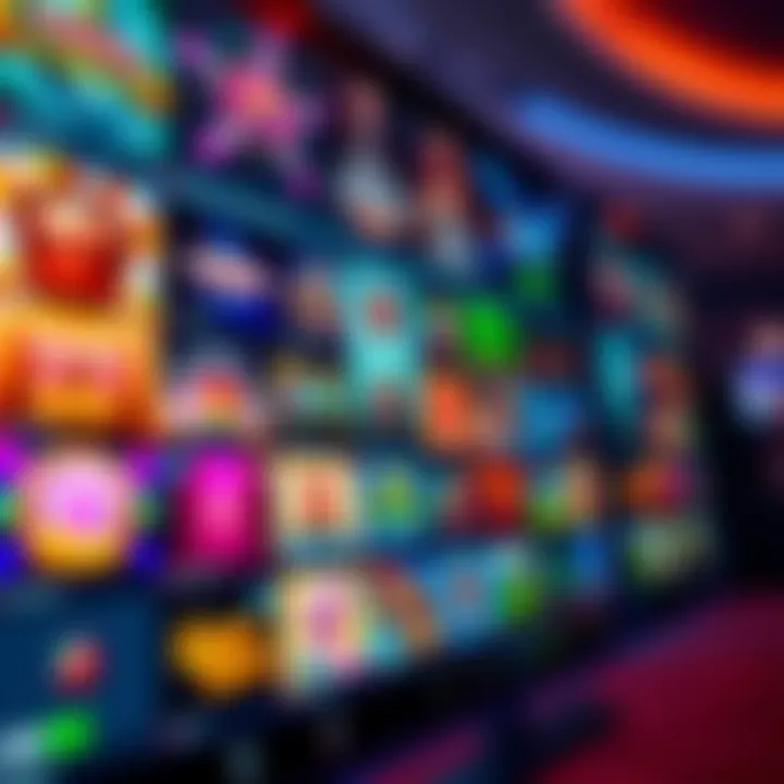Colorful assortment of online casino games displayed on a digital screen