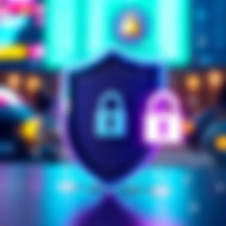 Visual representation of account security with shield and lock icons