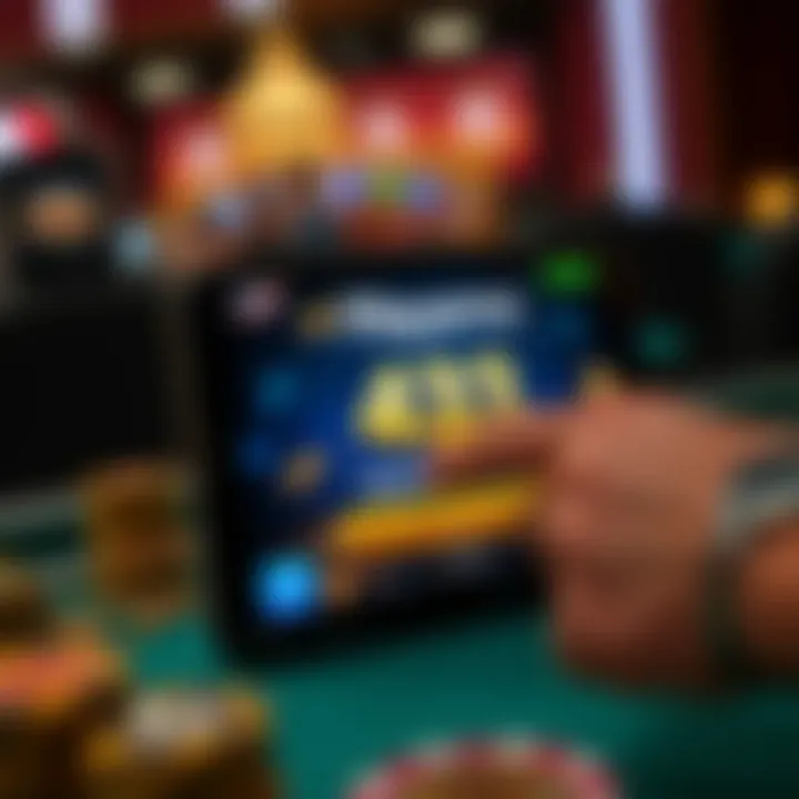 Illustration showing an online casino bonus being activated on a digital device