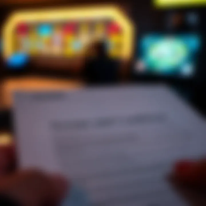 Detailed view of a digital document highlighting terms and conditions for online gaming