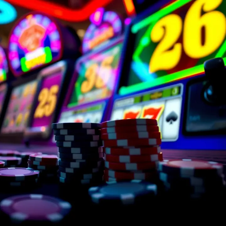 Casino chips and spinning slot machine reels symbolizing bonus gameplay