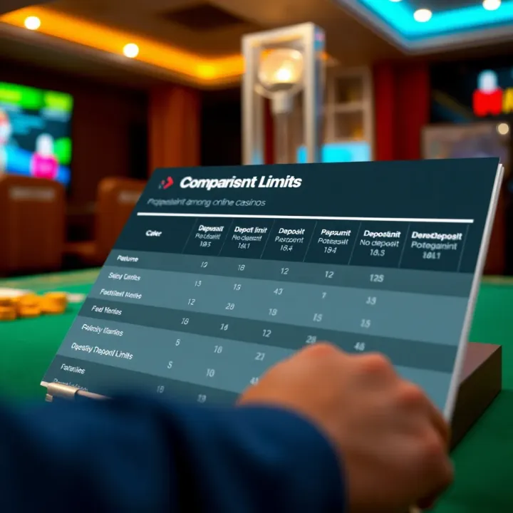 Comparison chart illustrating deposit limit features across different online casinos