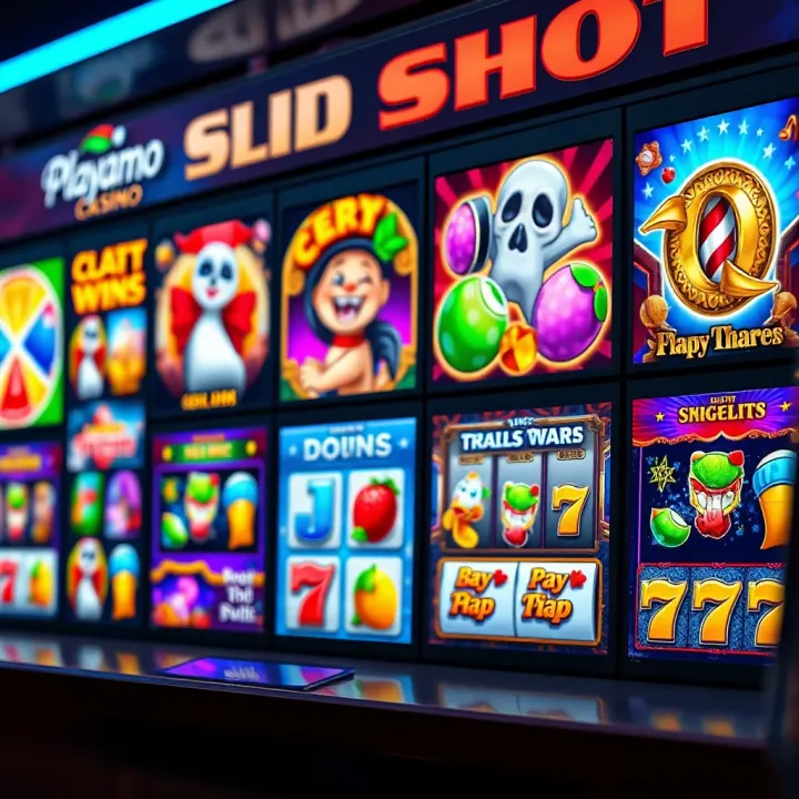 Colorful digital slot games interface showcasing various themes and reels