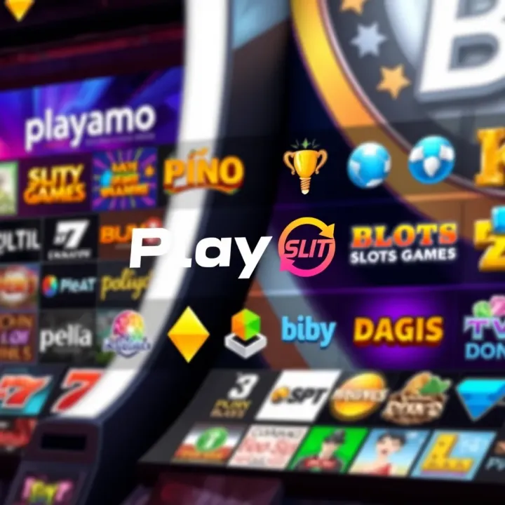 Display of popular slot game logos from top software providers featured at PlayAmo Casino
