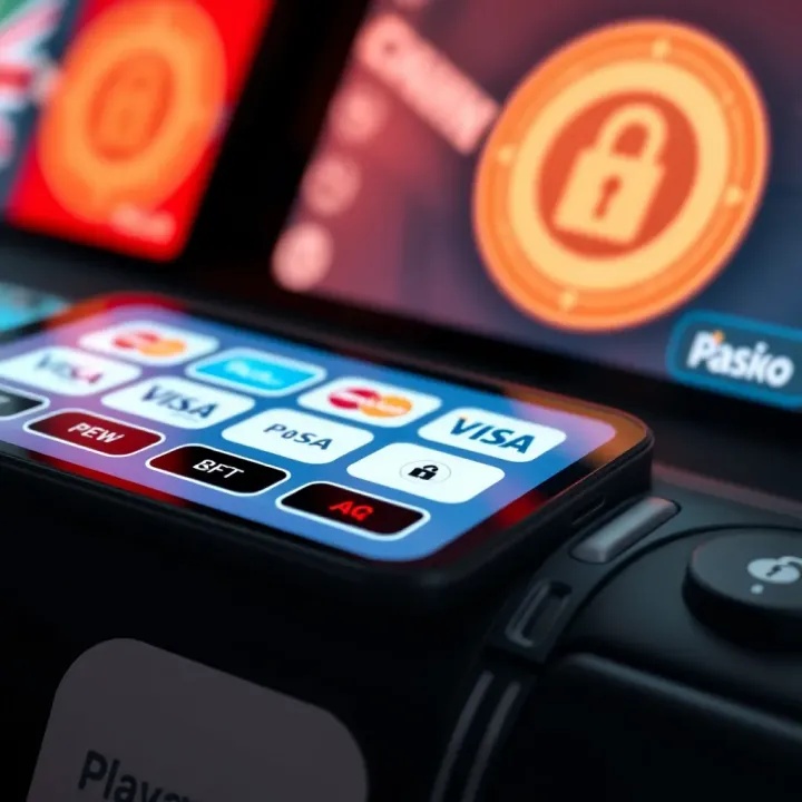 Secure payment transaction on mobile showing payment icons and encryption symbols