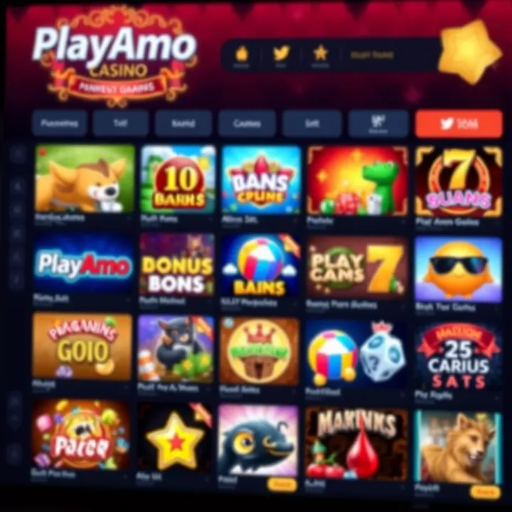 Colorful online casino game icons displayed on a digital interface