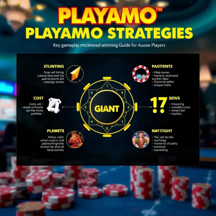 Diagram illustrating key gameplay mechanics and winning strategies for Playamo Giant