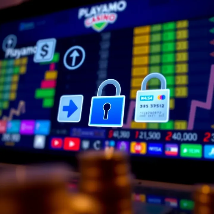 Secure payment icons including credit card and digital wallet symbols overlaid on a digital background