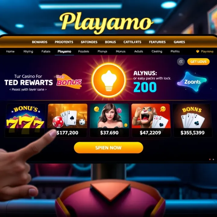 Digital interface showcasing bonus offers and promotions available for players at an online casino platform