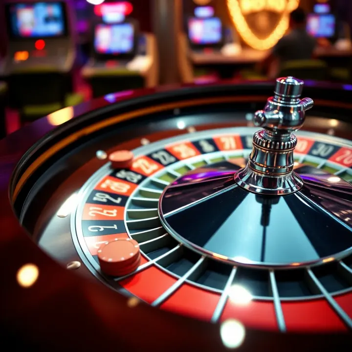 Digital roulette wheel with chips placed on various betting options