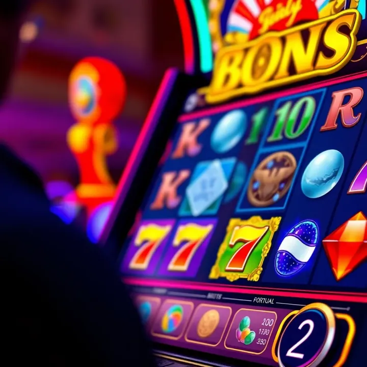 Colorful slot game interface on Playamo Casino featuring vibrant symbols and bonus icons