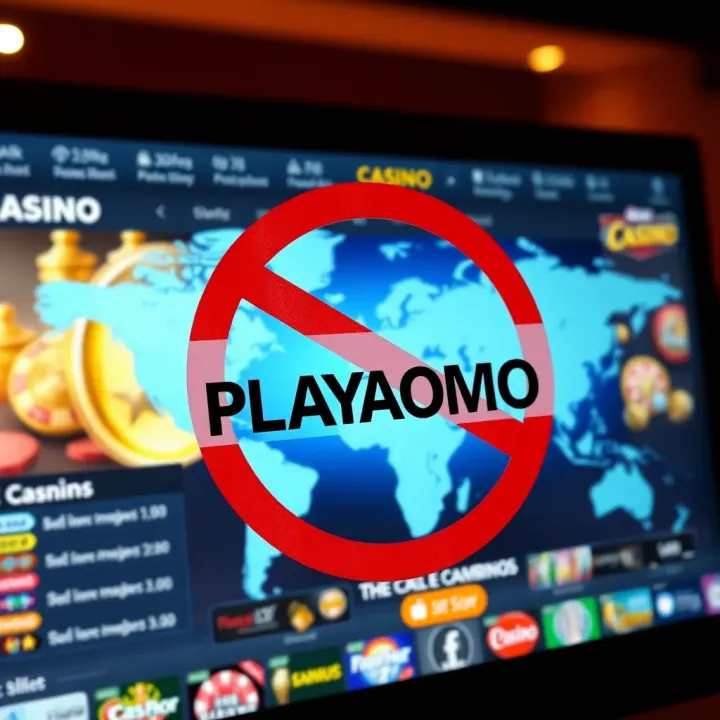 Digital representation of a blocked access sign over a casino interface illustrating geo-restrictions
