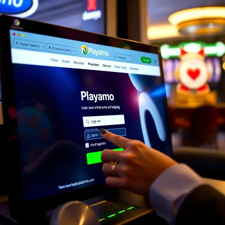 User entering login credentials on a secure Playamo website interface