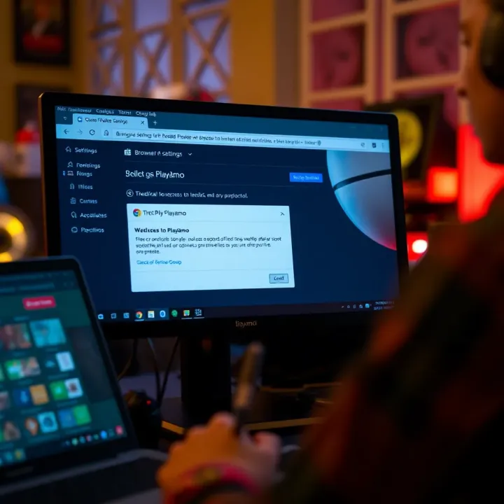 Computer screen displaying browser settings with options to block specific websites