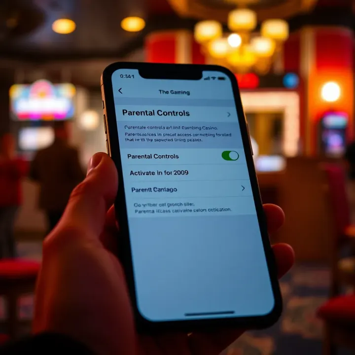 Mobile phone showing network settings with parental controls activated to limit gambling sites