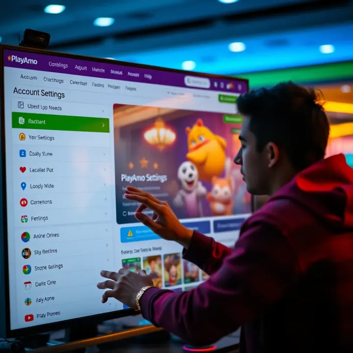Navigating PlayAmo Account Settings for Cancellation User navigating account settings on a PlayAmo online casino platform