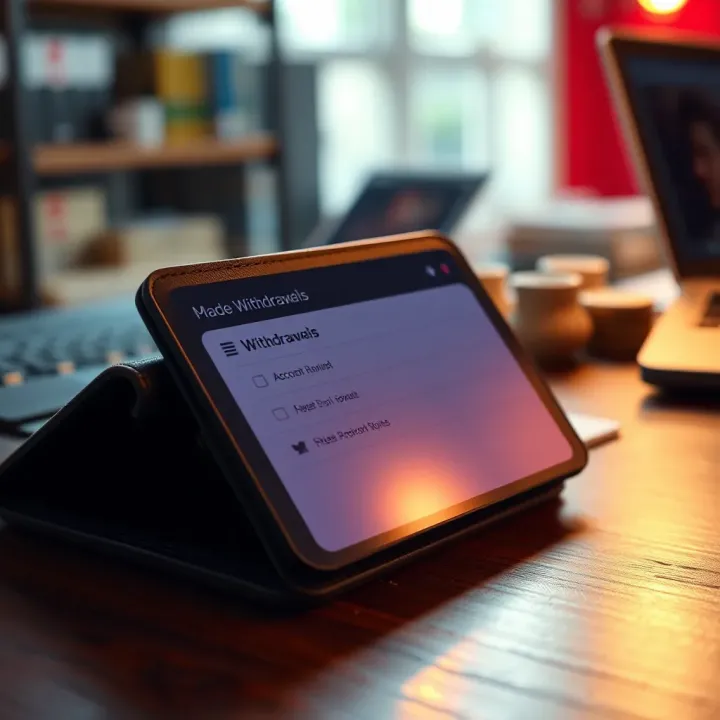Illustration of a digital wallet showing withdrawal options from an online gambling account