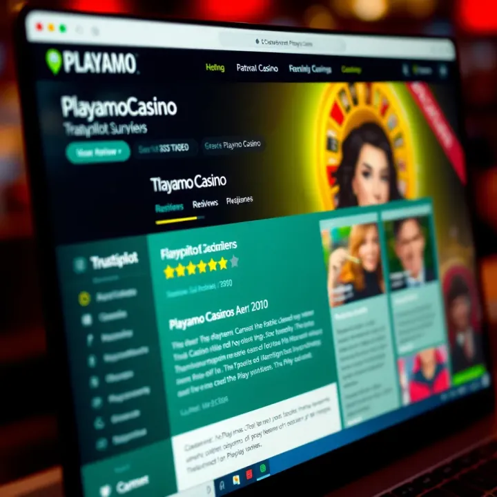 Playamo Casino website showing user reviews and ratings on Trustpilot platform