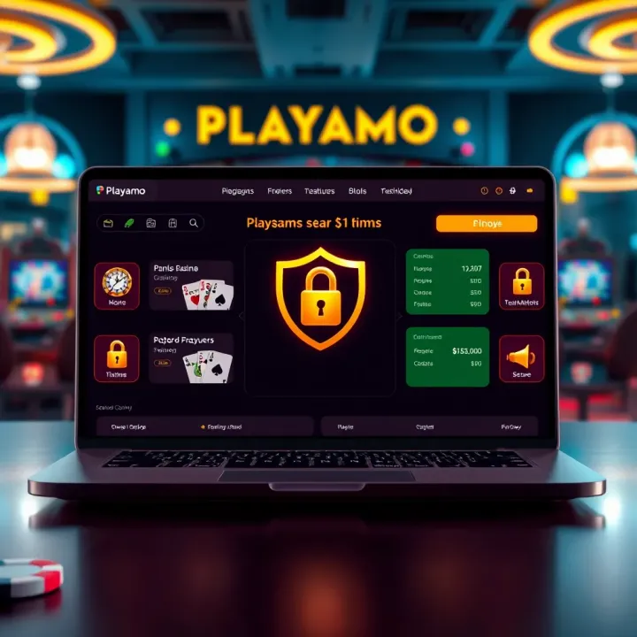 Illustration showing a digital platform interface with gameplay elements and secure transaction icons