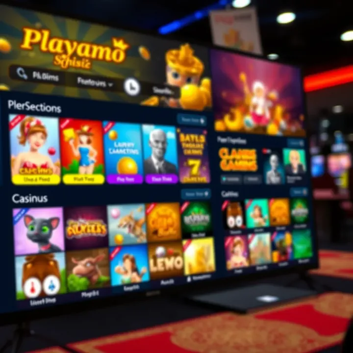 User interface of Playamo Schweiz online casino showcasing game selection and navigation panel