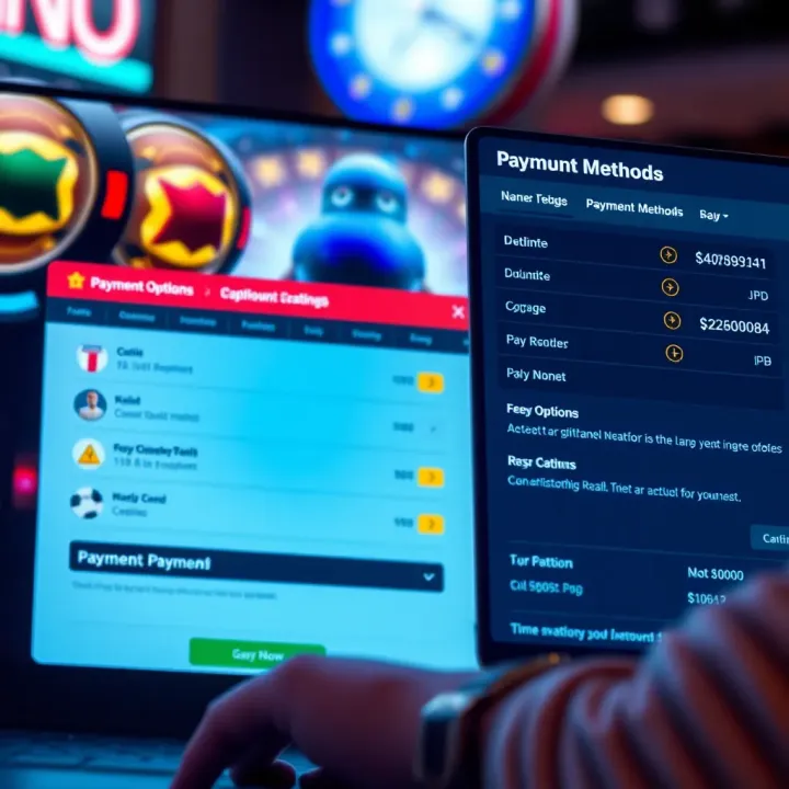 Online casino account setup with payment options and wagering details