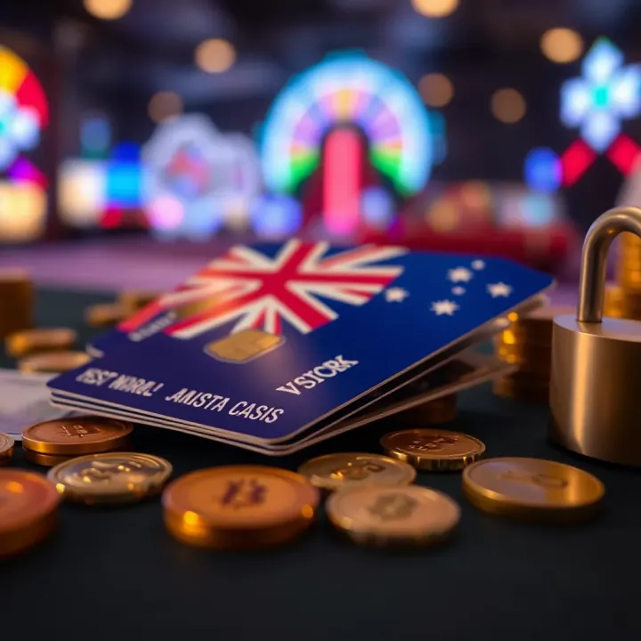 Local Payment Methods and Secure Transactions for Australian Players Credit card and Australian dollar symbols representing local payment options and secure transactions