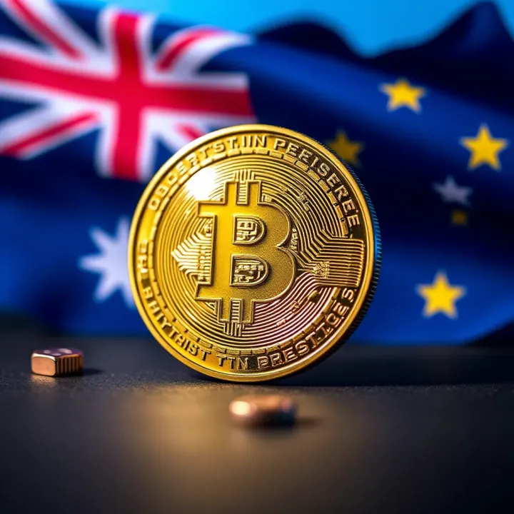 Bitcoin symbol with Australian flag background representing secure crypto transactions at PlayAmo Casino