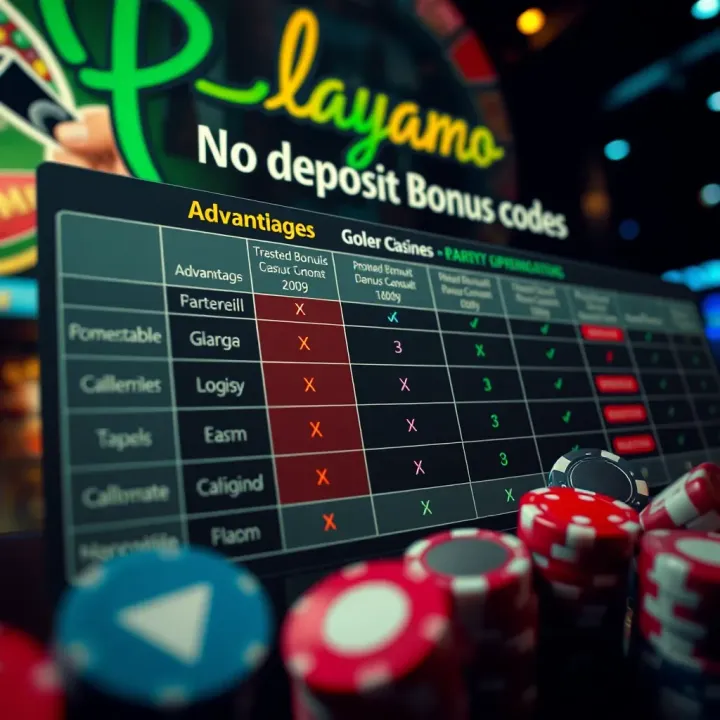 Comparison of Playamo Bonus Codes with Other Online Offers Comparison chart showing various online casino bonuses with highlighted advantages