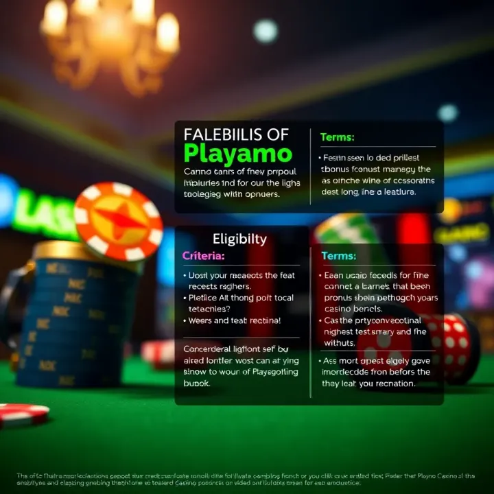 Overview of Eligibility and Terms for Playamo Bonus Diagram highlighting eligibility criteria and terms for claiming Playamo casino bonus