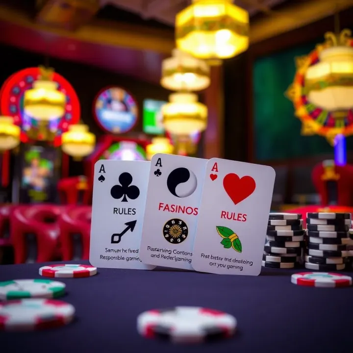 Visual representation of casino bonus terms with icons symbolizing rules and responsible gaming