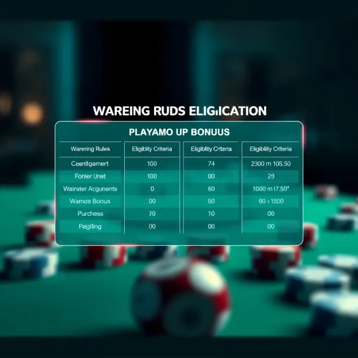 Graphic displaying wagering requirements and eligibility criteria icons relevant to Playamo bonus offers