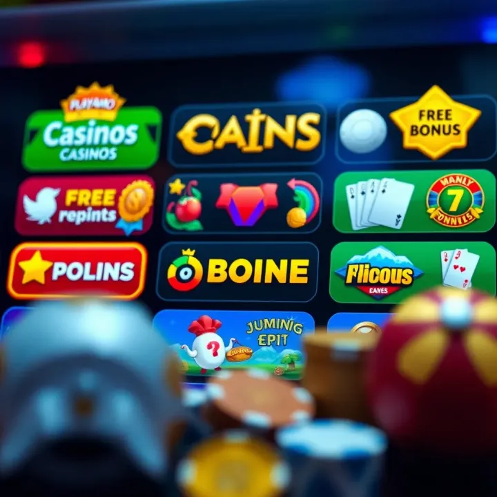 Colorful digital casino bonus icons representing various special offers and rewards