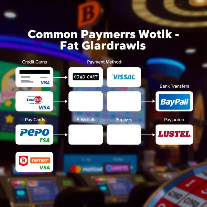 Illustration showing various payment methods used for online casino withdrawals including credit cards, e-wallets, and bank transfers