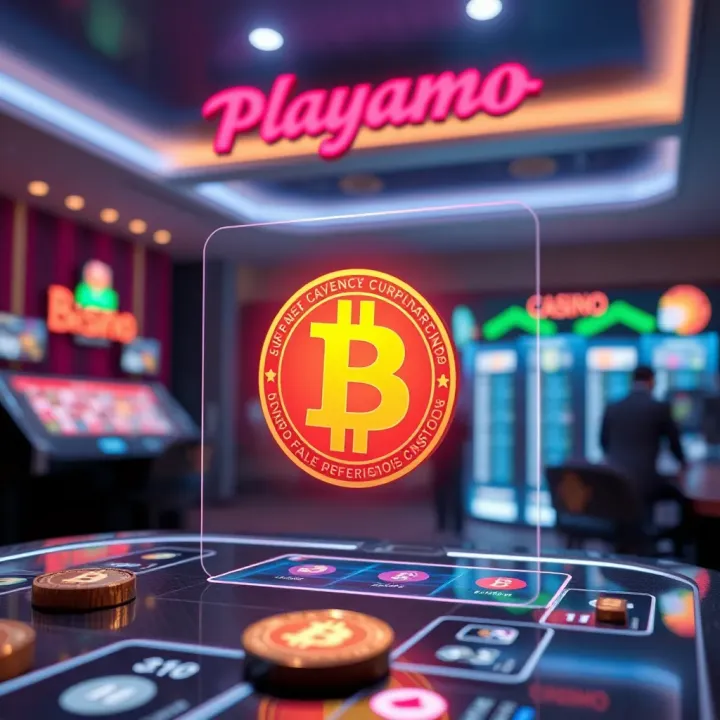 Secure digital transaction concept with cryptocurrency and casino icons